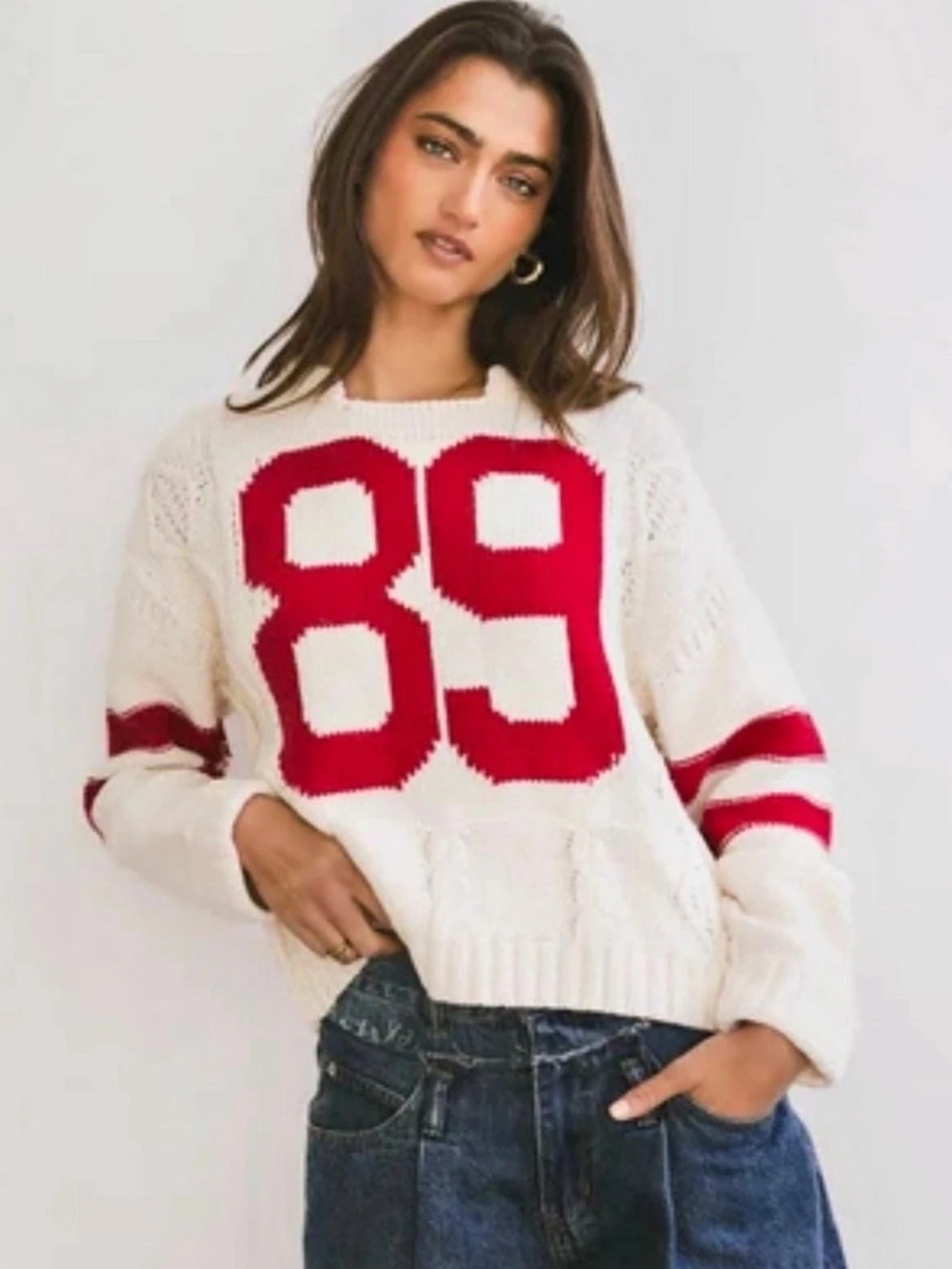 Bohme ‘89’ Sweater White & Red Knit